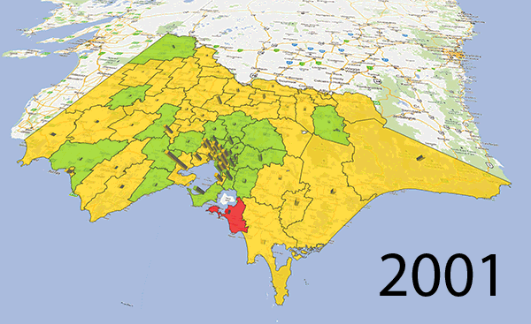 Diabetes Prevalence in Victoria, in 2001, 2006, and 2011