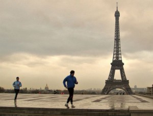 Running by the Eiffel Tower, Paris