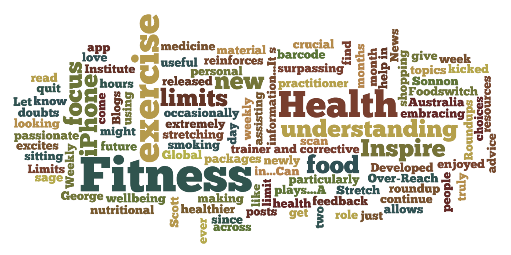 Inspire Fitness for Wellbeing Wordle Cloud March 2012